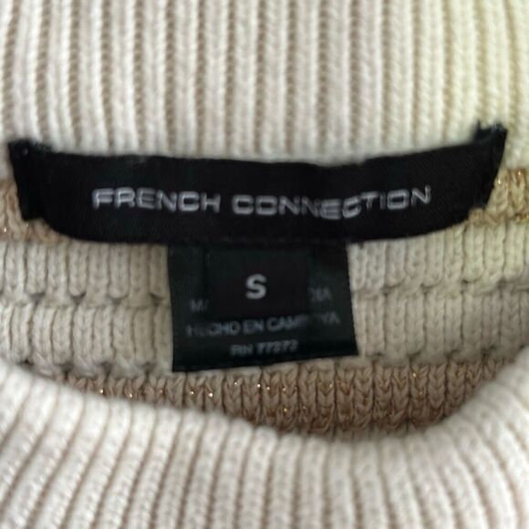 French connection beige knit striped  sleeveless sweater size S ￼ - Picture 2 of 5